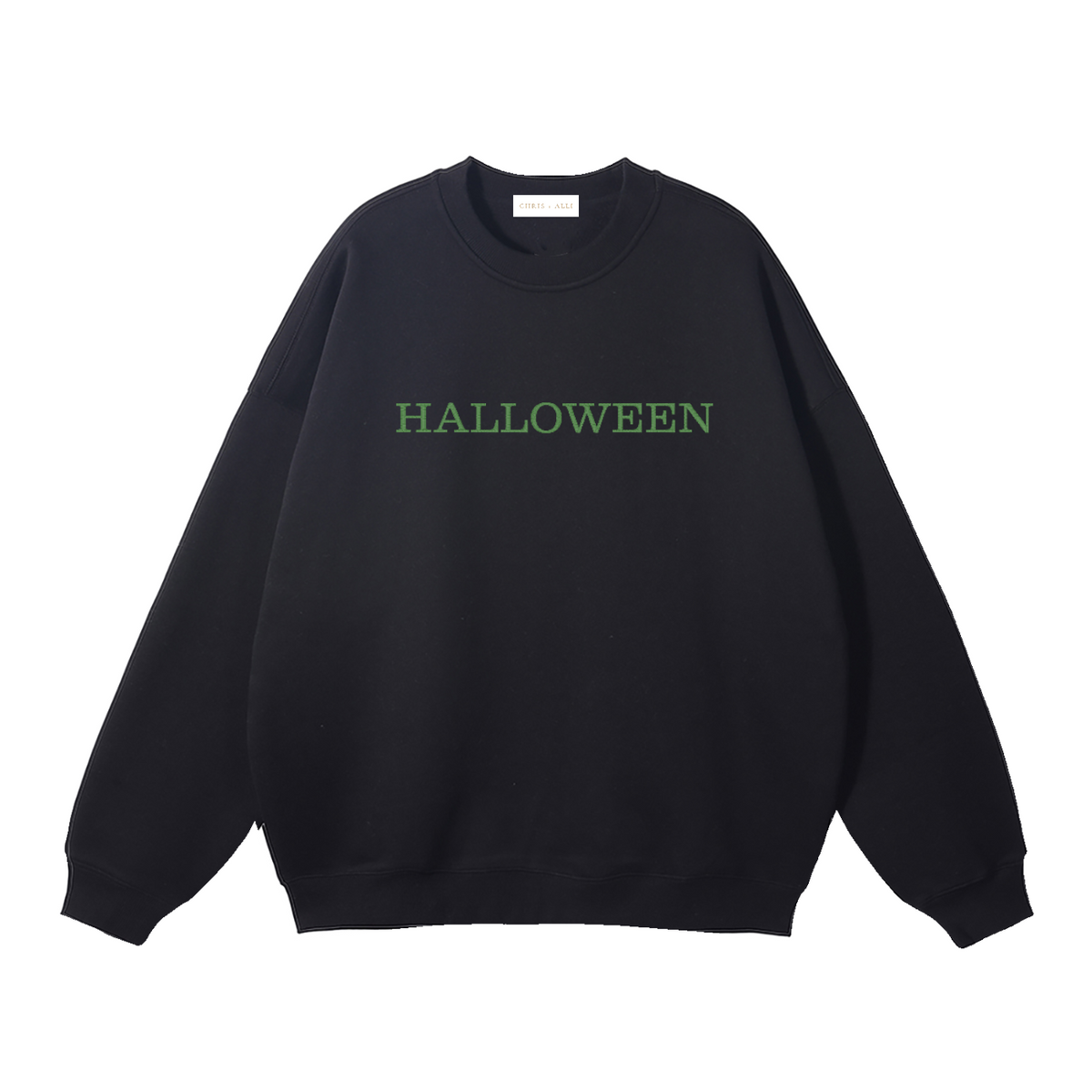 Halloween Embroidered Green Fleeced Crewneck