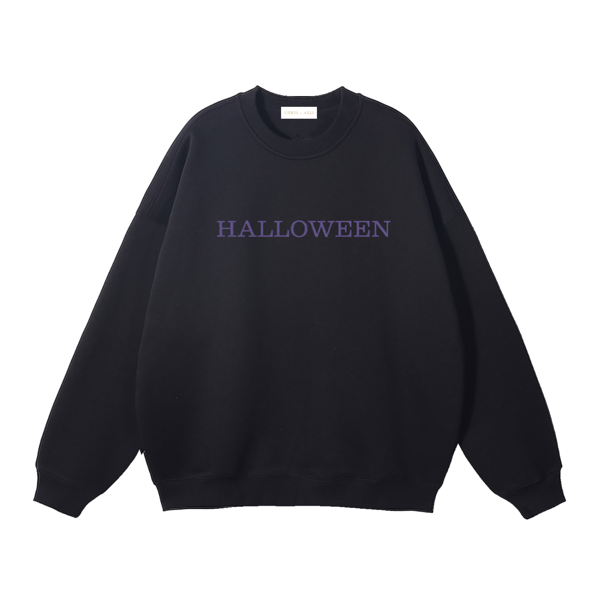 Halloween Embroidered Purple Fleeced Crewneck