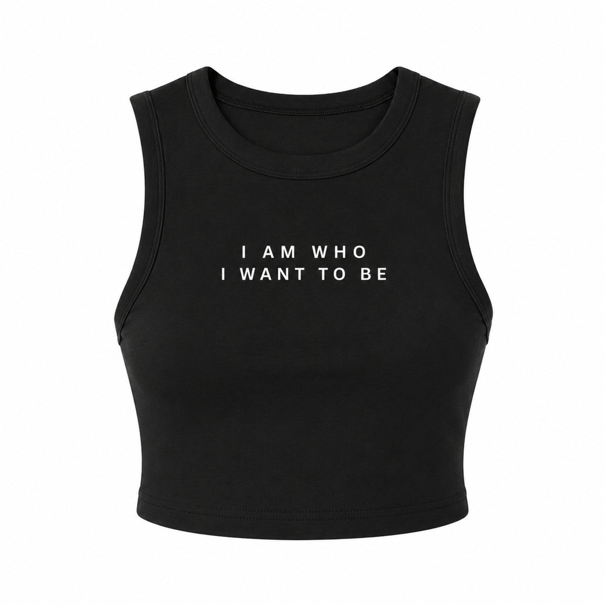 Who I Want To Be – Micro Ribbed Cropped Tank, Black