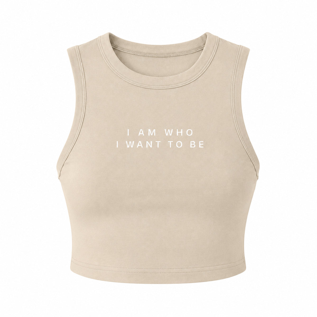 WHO I WANT TO BE – Micro Ribbed Cropped Tank, Khaki
