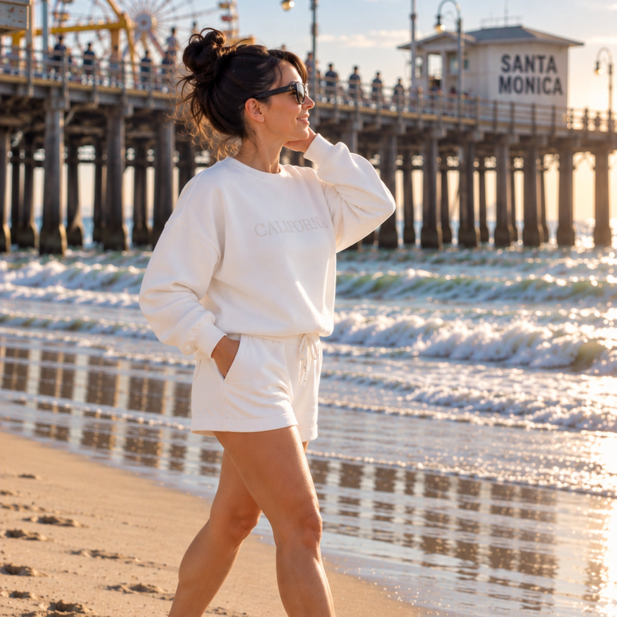 California Embroidered Fleeced Crewneck