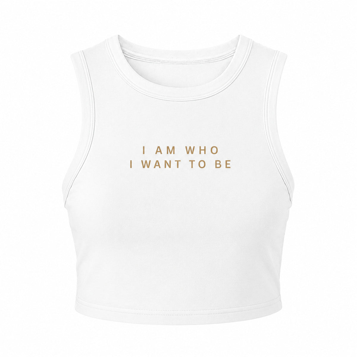 WHO I WANT TO BE – Micro Ribbed Cropped Tank, White