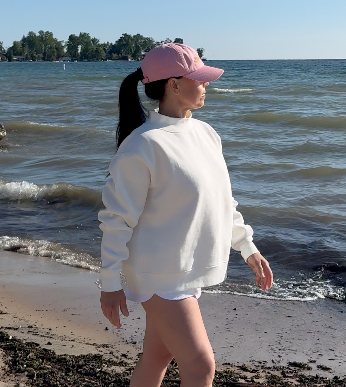 Private Label Mock-Neck Fleece Oversized Sweatshirt